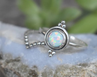Opal Ring, Opal engagement ring, Opal stacking ring, sterling silver opal ring, October ring, silver opal ring, boho style, festival style
