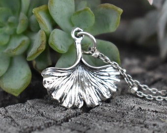 Ginkgo necklace, gingko leaf, sterling silver, Gingko biloba, forest necklace, tree jewelry, ginkgo biloba, maidenhair tree, forest dweller