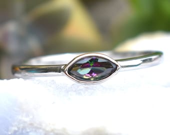 Mystic Topaz Ring, Boho Evil eye ring, Silver eye ring, all seeing eye ring, fortune telling, witchy ring, topaz rings, marquise eye ring