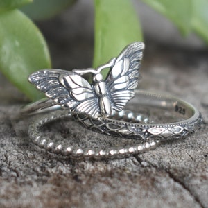 Moth ring, Silver moth ring, sterling silver moth jewelry, butterfly ring, gothic ring, gift for girlfriend, white moth, 925 stacking rings