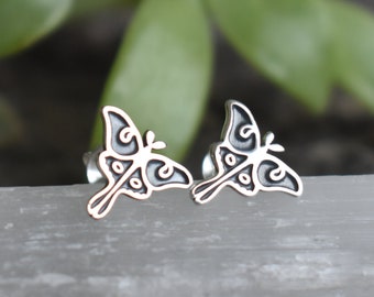 Luna Moth earrings, Luna Moth studs, Sterling silver Luna moth studs, Luna moth jewelry, Gold luna moth, gold luna moth stud earrings