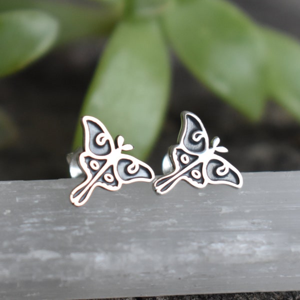 Luna Moth earrings, Luna Moth studs, Sterling silver Luna moth studs, Luna moth jewelry, Gold luna moth, gold luna moth stud earrings