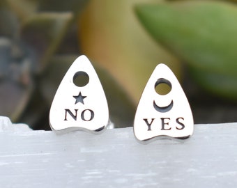 Ouija earrings, Ouija studs, planchette earrings, planchette studs, witchy earrings, witch studs, spirit board, goth earrings, yes no stud