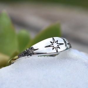 Anello stella polare, divinazione, anello strega, anello strega, anello stella in argento sterling, anello universo, anello stella sterling, anello stella impilabile