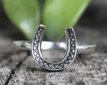 Horseshoe Ring, Lucky Horseshoe, Luck Ring, Silver ring, Stacking ring, Goodluck Ring, Equestrian ring, horse shoe, western ring, boho ring