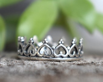 Crown ring, Princess ring, Sterling Silver stacking rings, Crown stacking rings, Tiara Ring, Bridesmaid gifts, midi ring, silver ring, boho