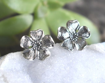 Cherry blossom earrings, cherry blossom studs, Sterling silver cherry blossom, cherry blossom jewelry, flower earrings, flower jewelry