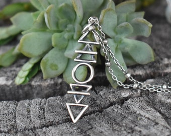 Element necklace, four elements necklace, sterling silver element, earth air fire water, elemental alchemy, triangle symbol, silver element