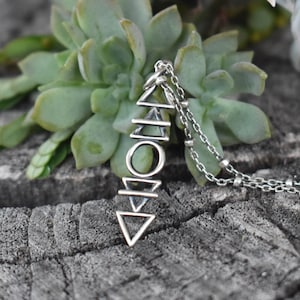 Element necklace, four elements necklace, sterling silver element, earth air fire water, elemental alchemy, triangle symbol, silver element