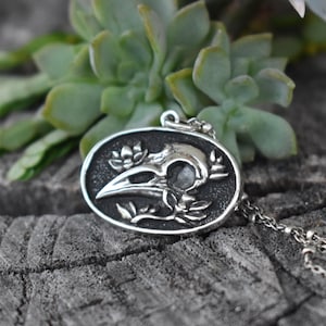 Bird Skull necklace, Skull necklace, Raven Skull, Nevermore, Edgar Poe, the raven, Skull Cameo, Skull jewelry, norse raven, wednesday addams