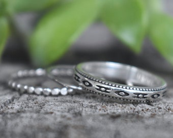 Aztec rings, Southwestern Rings, Tribal Rings, Sterling Silver boho rings, Boho stacking rings, silver stacking rings, southwest jewelry