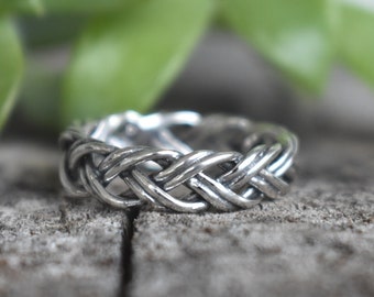 Double Braid Ring, Braided Band, Twist ring, twist band, Rope ring, Rope Band, Boho Ring, silver stack ring, sterling silver, celtic ring
