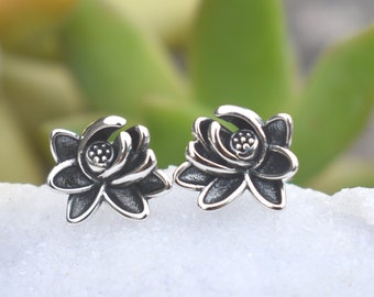 Lotus Flower studs, Lotus earrings, Lotus Sterling Silver, Lotus Flower earrings, Yoga earrings, Spiritual rebirth, strength, purity jewelry