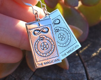 Tarot earrings, Tarot Card earrings, sterling silver tarot, tarot card jewelry, Tarot Deck, 925 sterling, Major arcana, strength