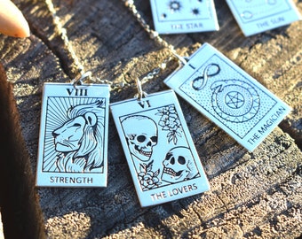 Sterling silver tarot necklace, Tarot necklace, Tarot Card necklace, tarot card jewelry, Tarot Deck, 925 sterling, Major arcana, fortune