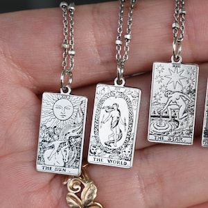 22 cartas, collar de tarot, collar de cartas del tarot, tarot Rider Waite, baraja de tarot, plata de ley 925, arcanos mayores, adivinación, joyas de tarot