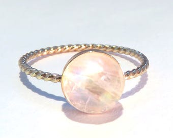 Moonstone ring, Rainbow Moonstone Ring, 14k yellow gold stacking ring, Gemstone ring, Gold Moonstone Ring, Gold Ring, Gold stacking ring