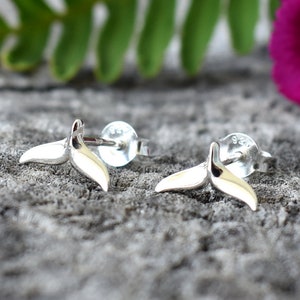 Whale tail studs, Sterling Silver whale tail Earring, fish stud earrings, whale tail jewelry, tiny tail earring, surfer earrings, ocean post