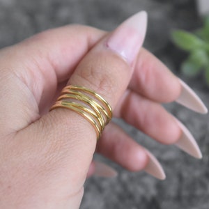 Gold Wrap ring, Wrap Spiral Ring, Swirl Statement Ring, Triple Coil Ring, Gift for Her, Simple Ring, gold thumb ring, gold wraparound image 9