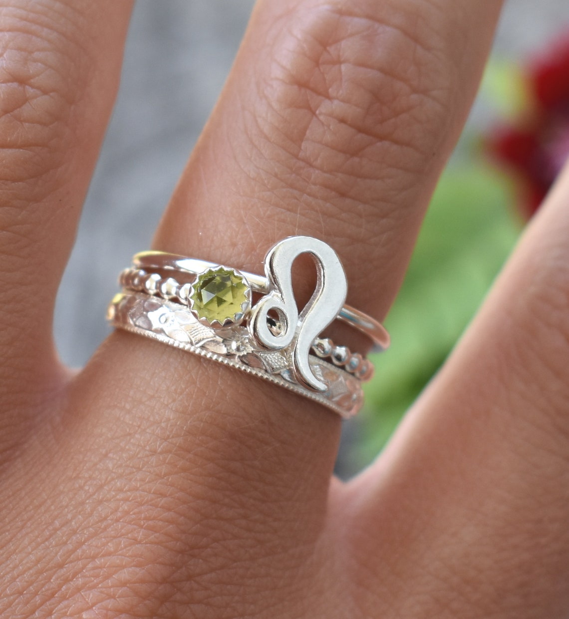 Leo Rings August Birthstone ring Star Sign Ring Zodiac Etsy