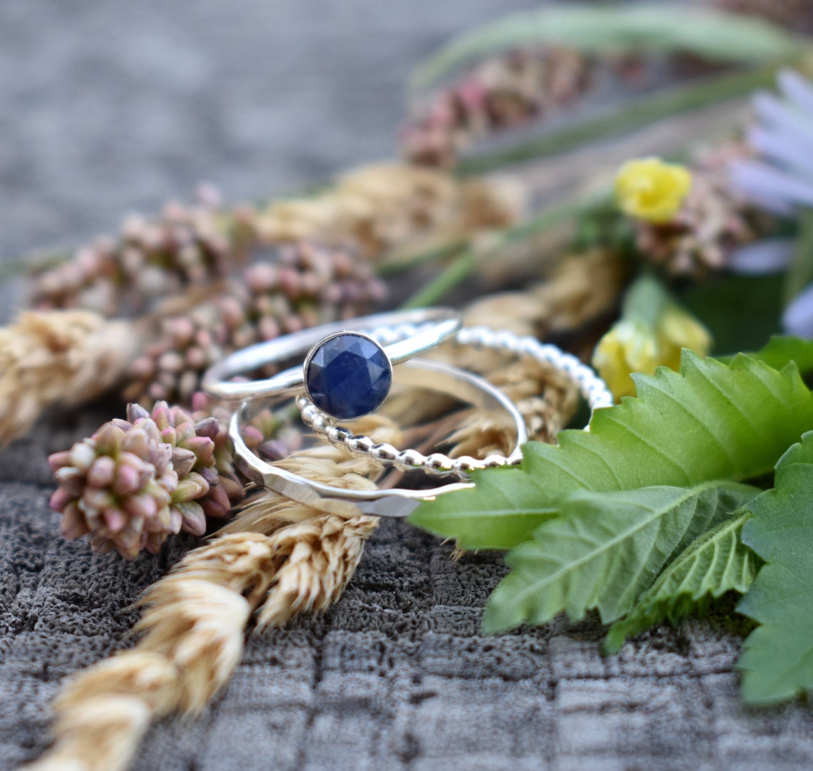 Sapphire Rings Sapphire Stacking Set Sterling Silver - Etsy