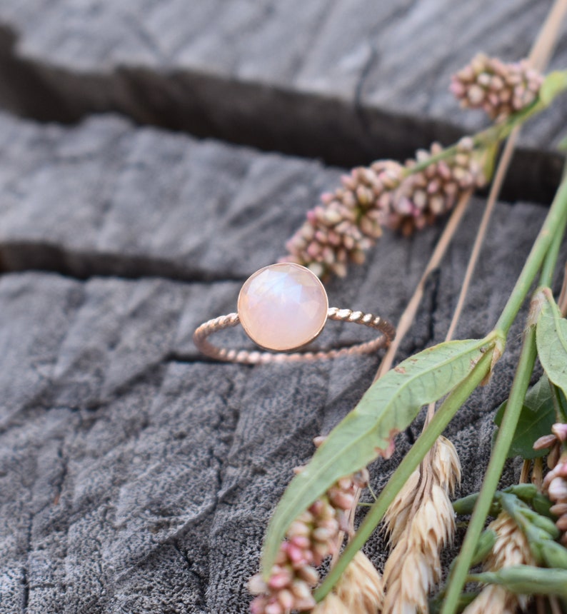 Moonstone ring, Rainbow Moonstone Ring, 14k yellow gold stacking ring, Gemstone ring, Gold Moonstone Ring, Gold Ring, Gold stacking ring image 2