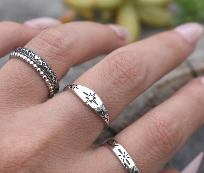 North star ring, fortune telling, witchy ring, witch ring, Sterling Silver Star Ring, Universe ring, Sterling Star ring, stacking star ring image 2