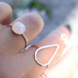 Moonstone ring, Rainbow Moonstone Ring, 14k yellow gold stacking ring, Gemstone ring, Gold Moonstone Ring, Gold Ring, Gold stacking ring image 6