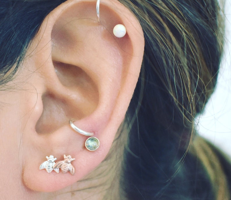 sterling silver bee posts Bee studs bee jewelry tiny bee rose gold Bee Earrings minimalist stud Rose Gold studs Silver Bee earrings