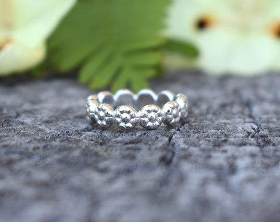 Boho Ring, Anello Daisy, Anello D'argento, Anello D'impilamento D'argento, Anelli Di Fiori, Anelli Midi, Anello D'impilamento, Argento Sterling, Stile Boho, Festival - Italia - Foto 9