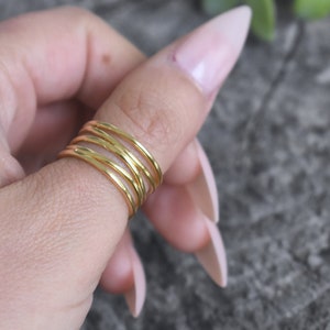 Gold Wrap ring, Wrap Spiral Ring, Swirl Statement Ring, Triple Coil Ring, Gift for Her, Simple Ring, gold thumb ring, gold wraparound image 4