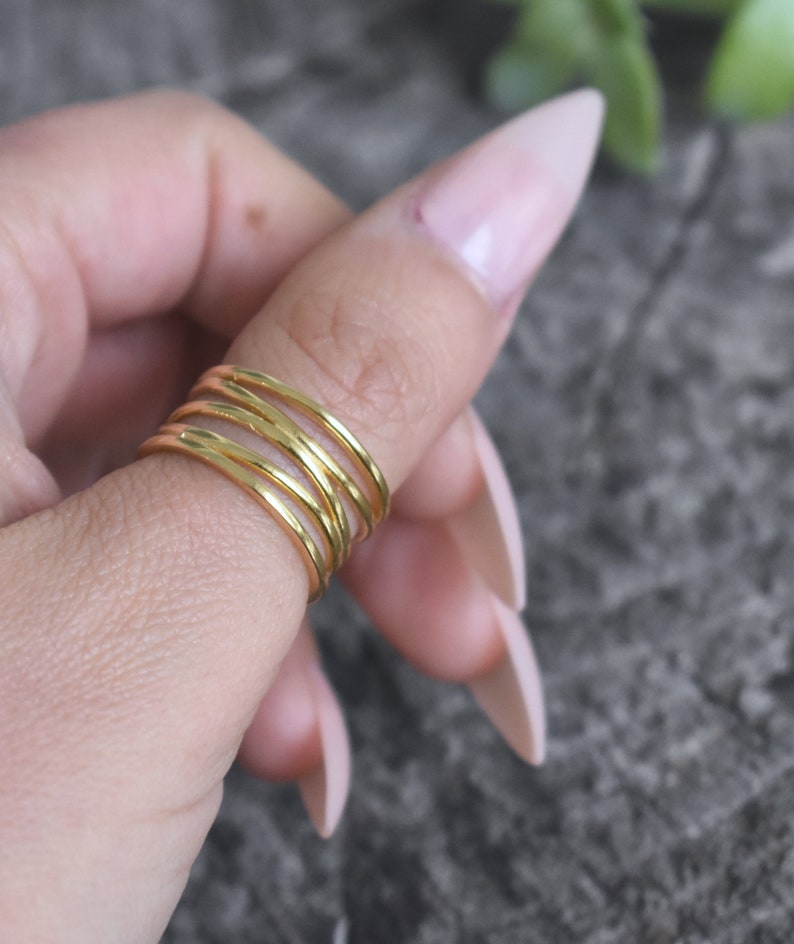 Gold Wrap ring, Wrap Spiral Ring, Swirl Statement Ring, Triple Coil Ring, Gift for Her, Simple Ring, gold thumb ring, gold wraparound image 4