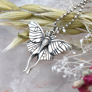 Sterling Silver Luna Moth, Luna moth necklace, moth necklace, moth jewelry, luna moon, entomologist, butterfly necklace, moth medicine