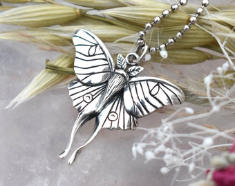 Sterling Silver Luna Moth, Luna moth necklace, moth necklace, moth jewelry, luna moon, entomologist, butterfly necklace, moth medicine