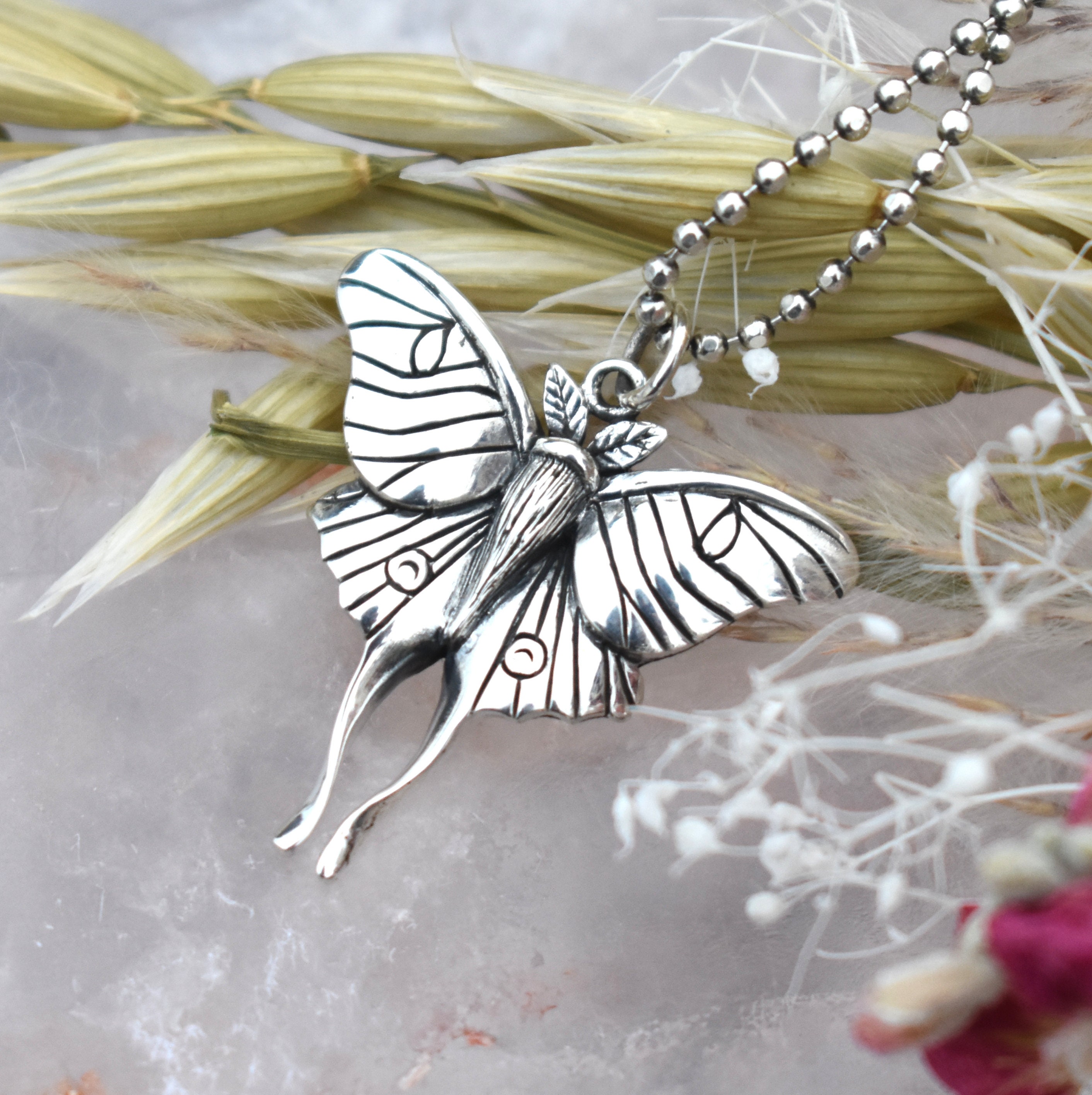 Diamond Shape Luna Moth Necklace – Layered Charm