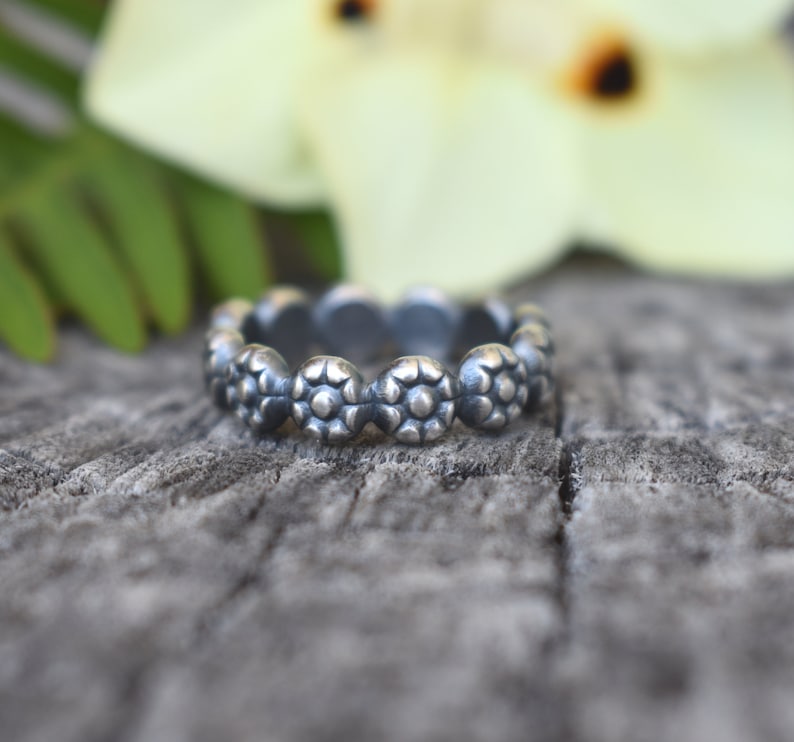 Boho Rings boho style sterling silver Silver ring midi rings flower ring set festival Daisy ring stacking ring silver stacking ring