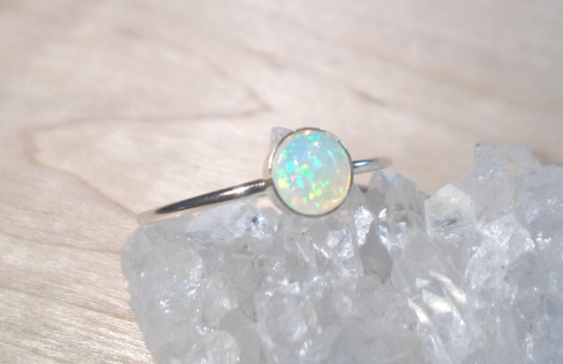 Opal Ring Fire Opal ring Opal stacking ring sterling Etsy