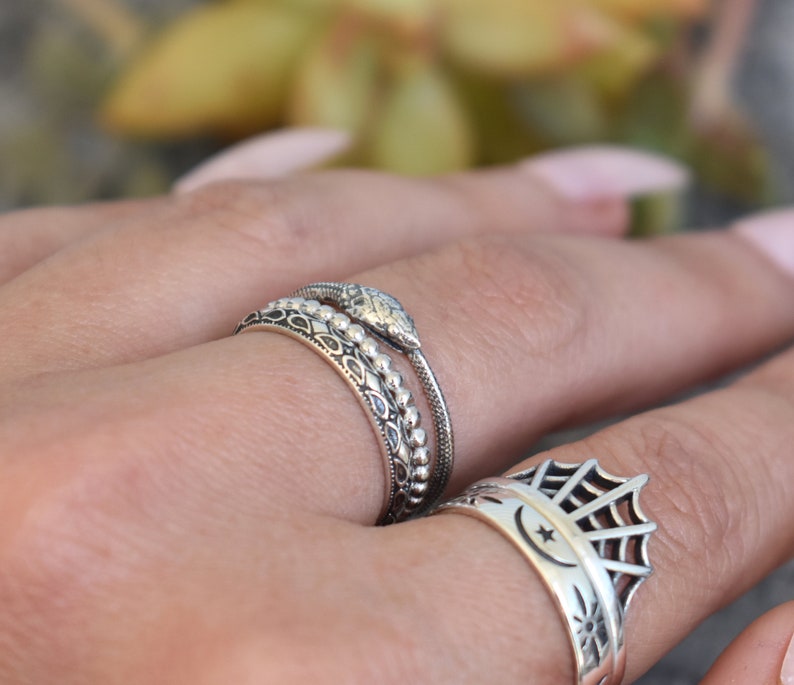 Ouroboros Ring, Snake ring, sterling silver snake, silver snake ring, ouroboros jewelry, boho snake ring, death and rebirth, snake jewelry image 3