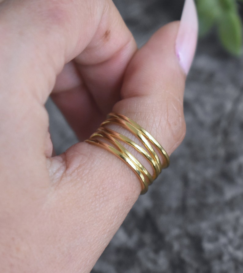 Gold Wrap ring, Wrap Spiral Ring, Swirl Statement Ring, Triple Coil Ring, Gift for Her, Simple Ring, gold thumb ring, gold wraparound image 5
