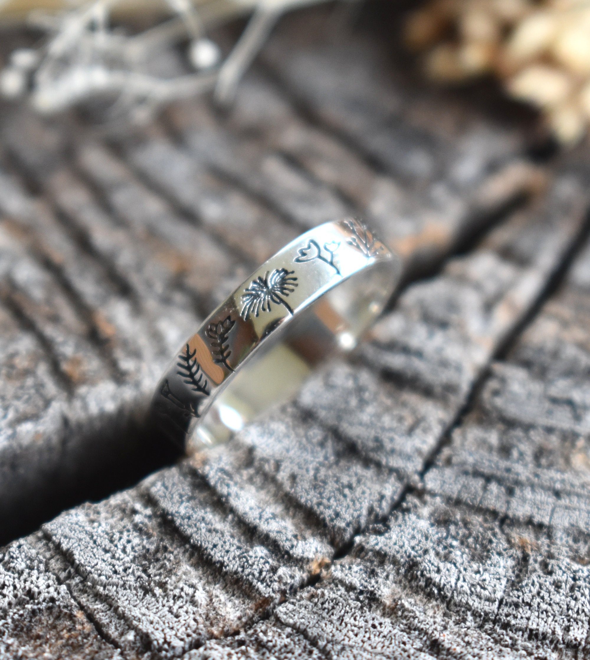 Birth Flower Ring, Flower Ring, Floral Ring, Floral Eternity Band ...