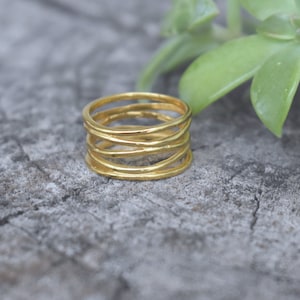 Gold Wrap ring, Wrap Spiral Ring, Swirl Statement Ring, Triple Coil Ring, Gift for Her, Simple Ring, gold thumb ring, gold wraparound image 6