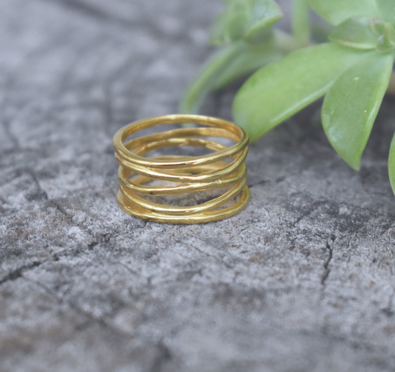 Gold Wrap ring, Wrap Spiral Ring, Swirl Statement Ring, Triple Coil Ring, Gift for Her, Simple Ring, gold thumb ring, gold wraparound image 6