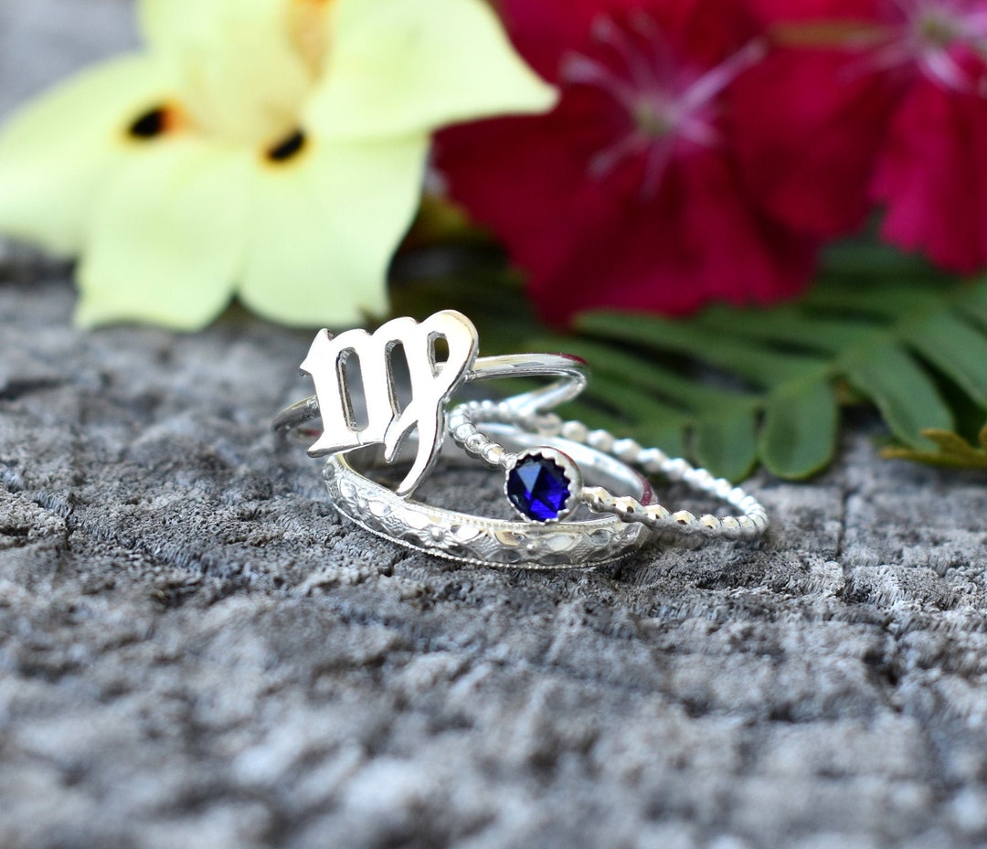 Virgo Rings, September Birthstone Ring, Star Sign Ring, Zodiac Ring