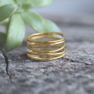 Gold Wrap ring, Wrap Spiral Ring, Swirl Statement Ring, Triple Coil Ring, Gift for Her, Simple Ring, gold thumb ring, gold wraparound image 3