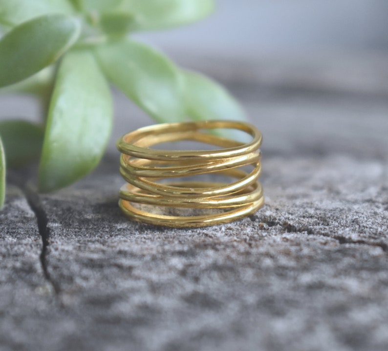 Gold Wrap ring, Wrap Spiral Ring, Swirl Statement Ring, Triple Coil Ring, Gift for Her, Simple Ring, gold thumb ring, gold wraparound image 3