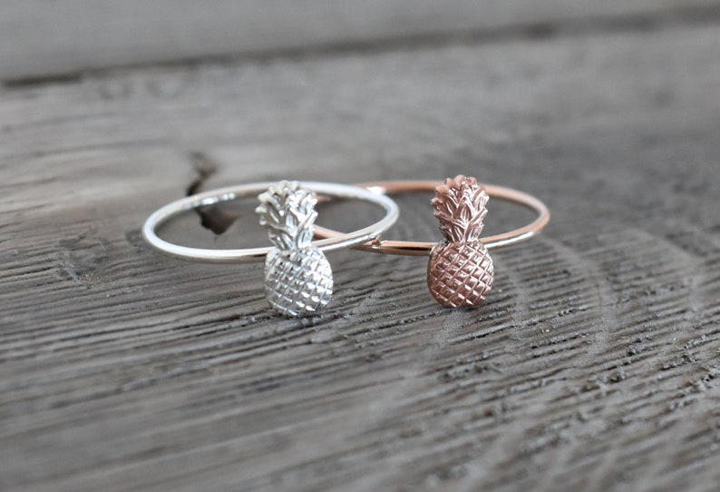 Pineapple Ring Tiny Pineapple Ring Rose Gold Stacking Ring Etsy