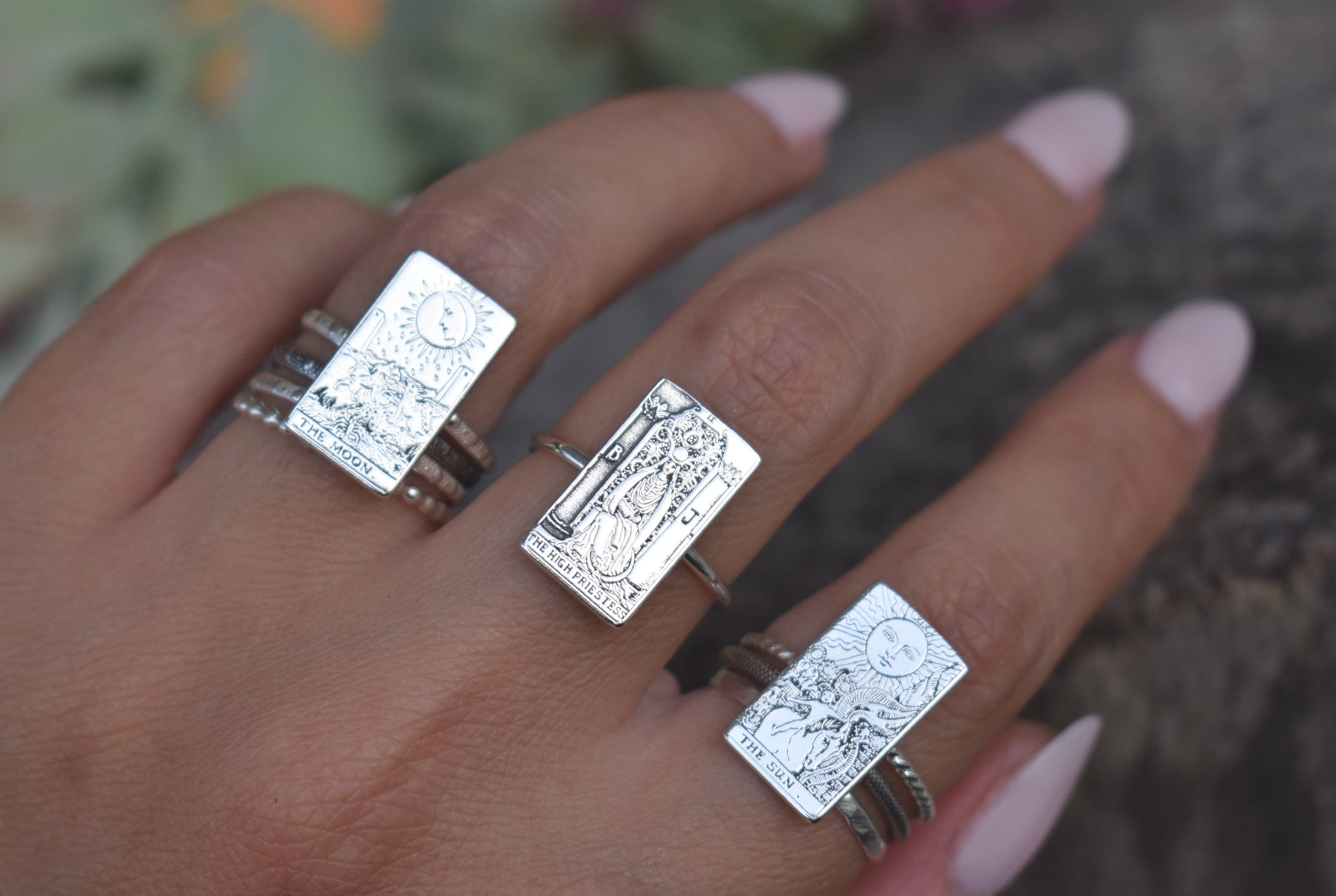 Sieraden Ringen Statementringen Tarot Ring Sierlijke Tag Hanger Ring Spirituele Juwelier Tarot Kaart Ring Cadeau voor lieveling Tarot Kaart Ring Cadeau voor haar Cadeau voor Haar 