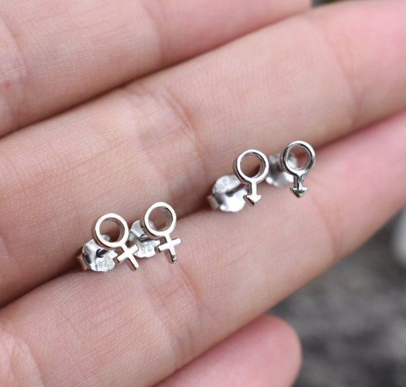 Female Symbol Earrings, Male Symbol Earrings, Female Studs, Male Studs, Gender Earrings, Venus Earrings, Mars Studs, Minimalist Earrings