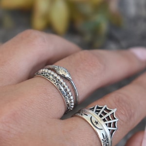 Ouroboros Ring, Snake ring, sterling silver snake, silver snake ring, ouroboros jewelry, boho snake ring, death and rebirth, snake jewelry image 5