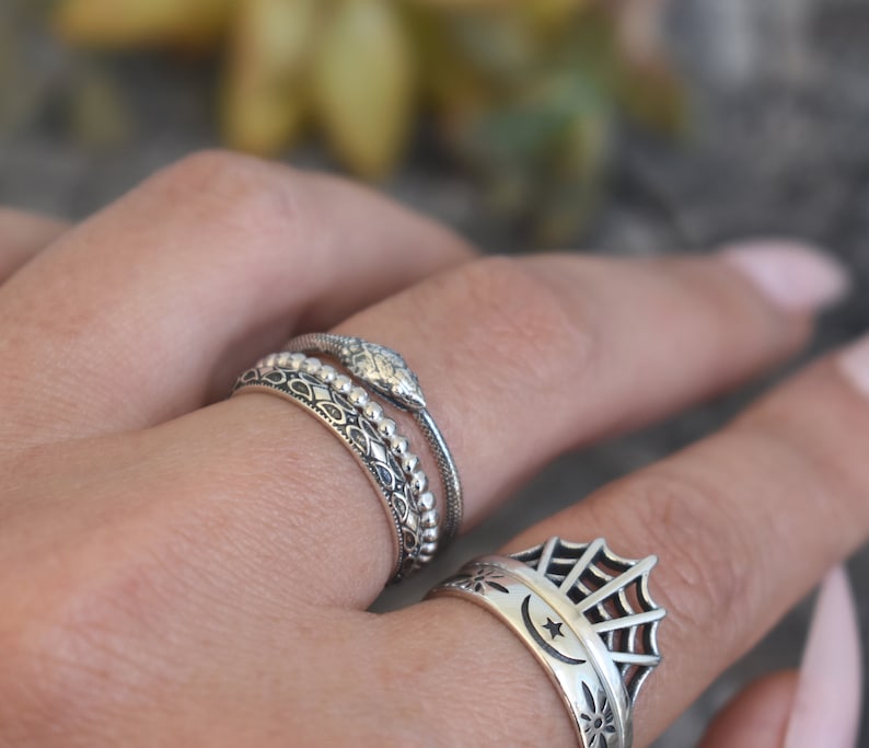 Ouroboros Ring, Snake ring, sterling silver snake, silver snake ring, ouroboros jewelry, boho snake ring, death and rebirth, snake jewelry image 5